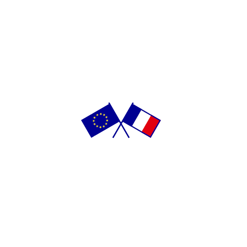 Logo France Relance - Drapeaux europÃ©en et franÃ§ais croisÃ©s au niveau de la hampe 